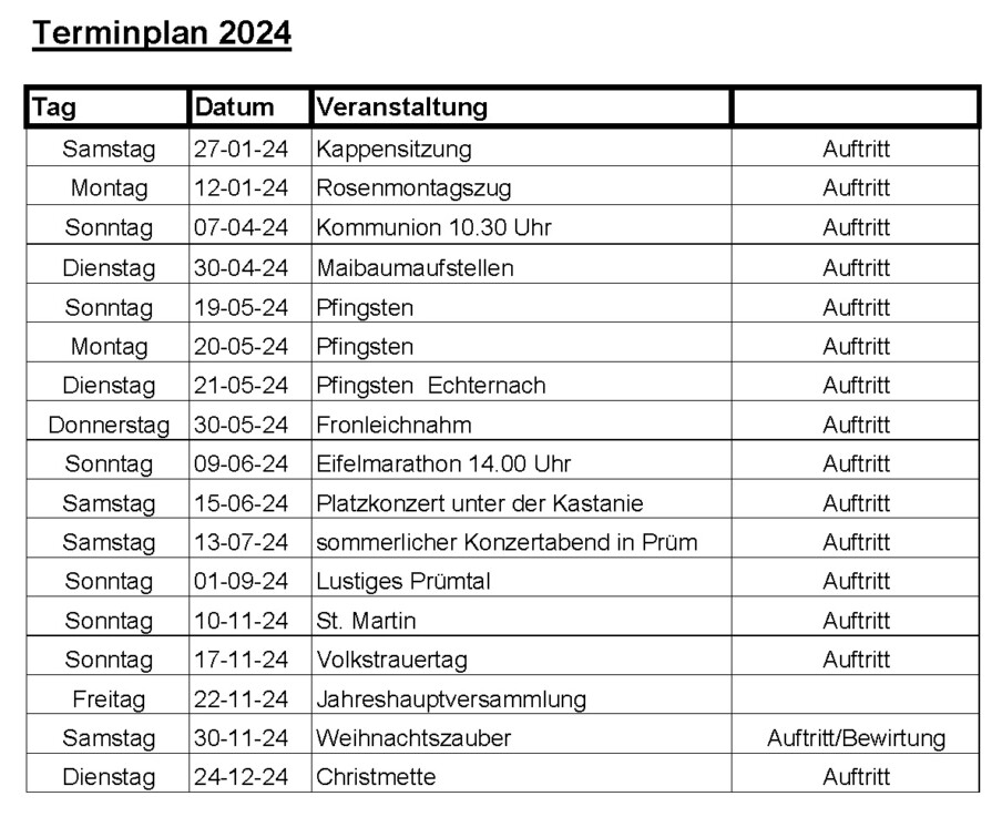 2024 Termine